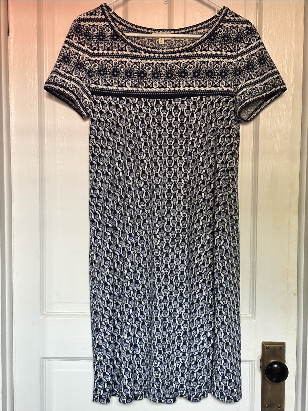 Max Studio Navy Print T-Shirt Dress Size M